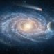 View from space to the Galaxies, stars, comet, asteroid, meteorite, nebula, Saturn. Cosmic panorama of the universe. Space travel fantasy. Elements of this image furnished by NASA